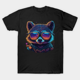 Shades of Wild - Vibrant Raccoon with Attitude T-Shirt